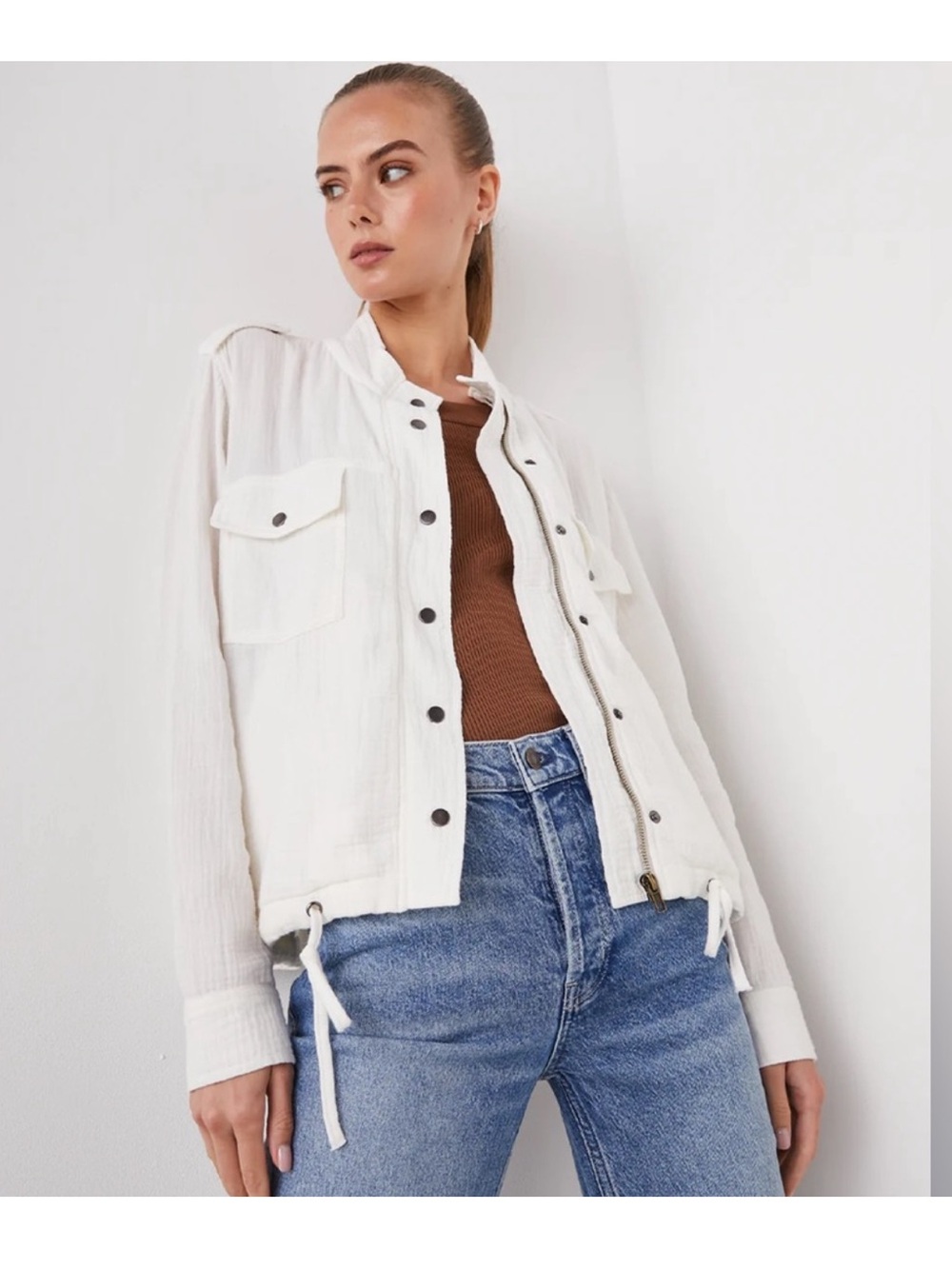Rails Collins Gauze Jacket In White Size S